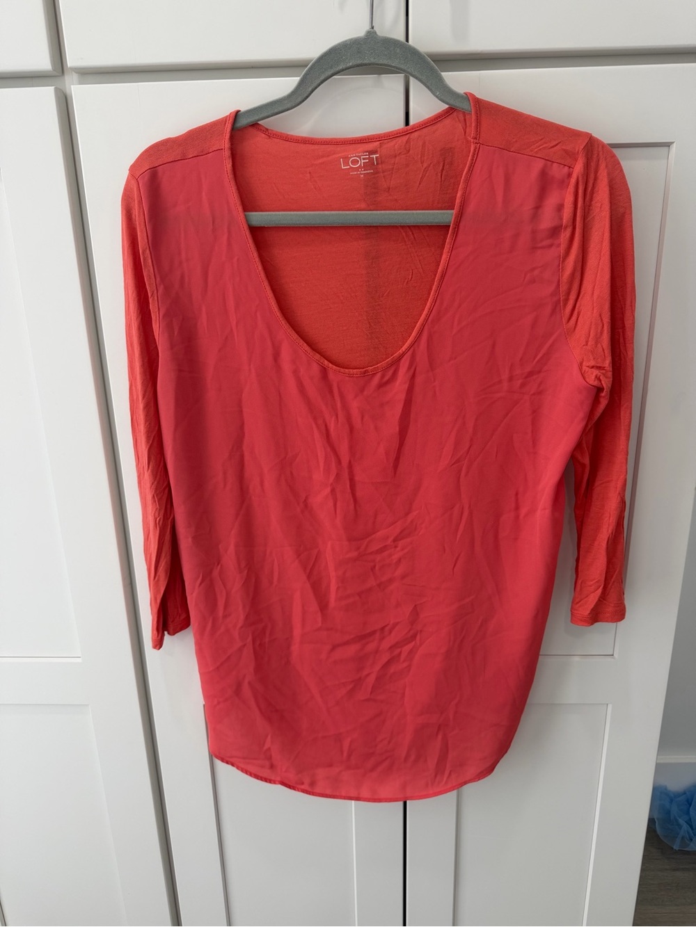 LOFT Coral Scoop Neck Long Sleeve Top